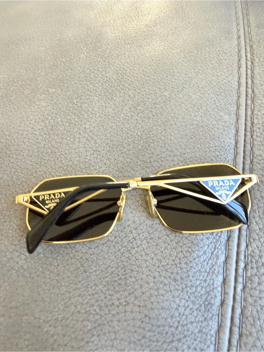 Prada Men’s Gold Frame with Brown Lenses Sunglasses PR A51S